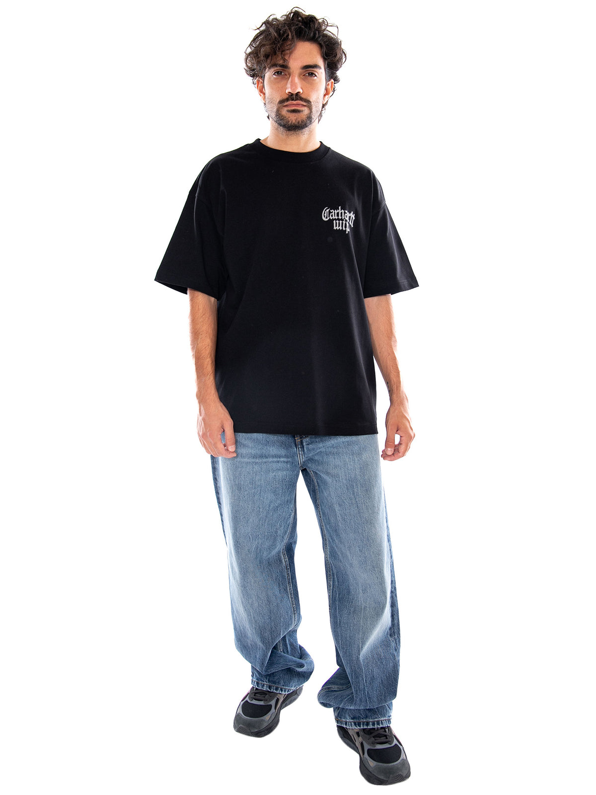 S/S BLACKLETTER T-SHIRT BLACK - Maglietta Girocollo Uomo Nera I037245 89XX CARHARTT WIP 