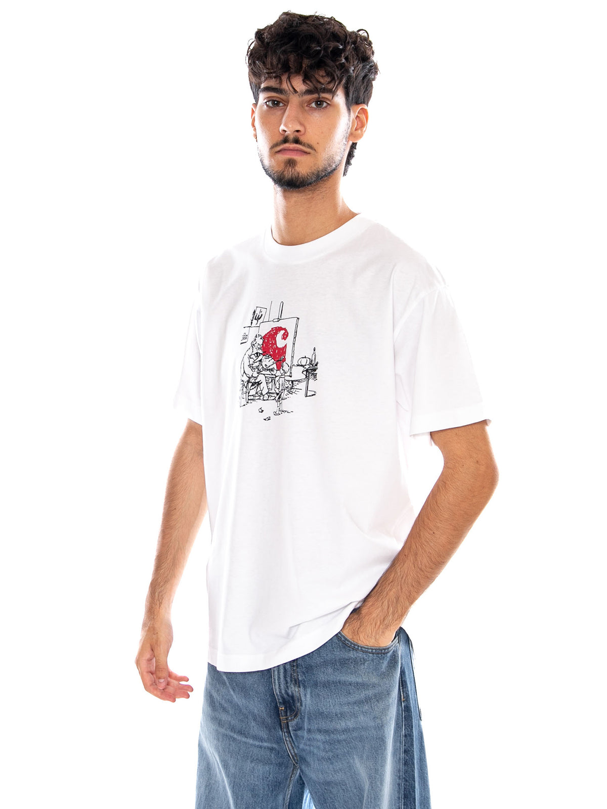 S/S OLD PAINTER T-SHIRT WHITE - Maglietta Girocollo Uomo Bianca I037248 02XX CARHARTT WIP 