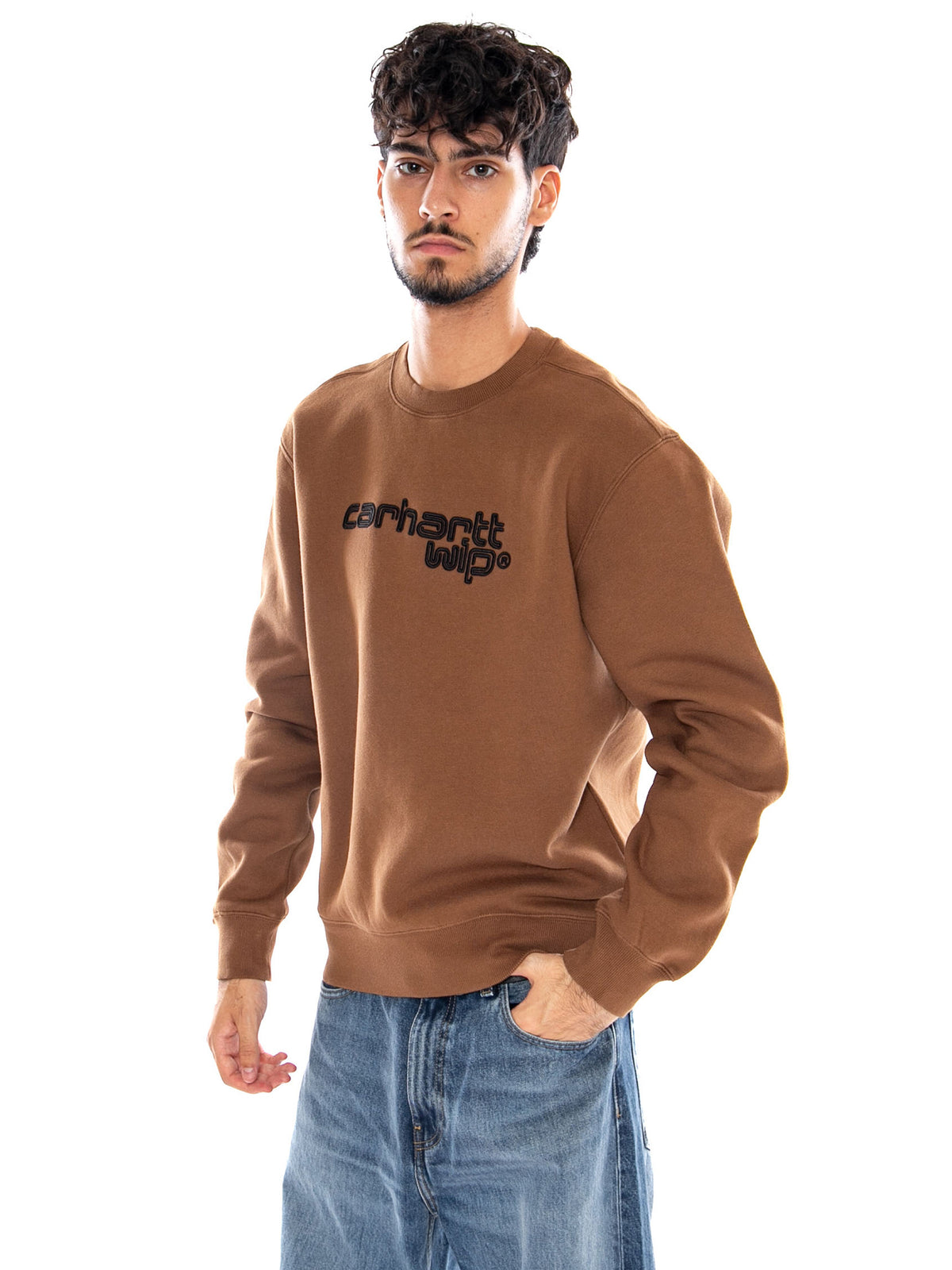 WIRELESS SWEAT WIP H BROWN / BLACK - Felpa Girocollo Uomo Marrone I037279 3YYXX CARHARTT WIP 