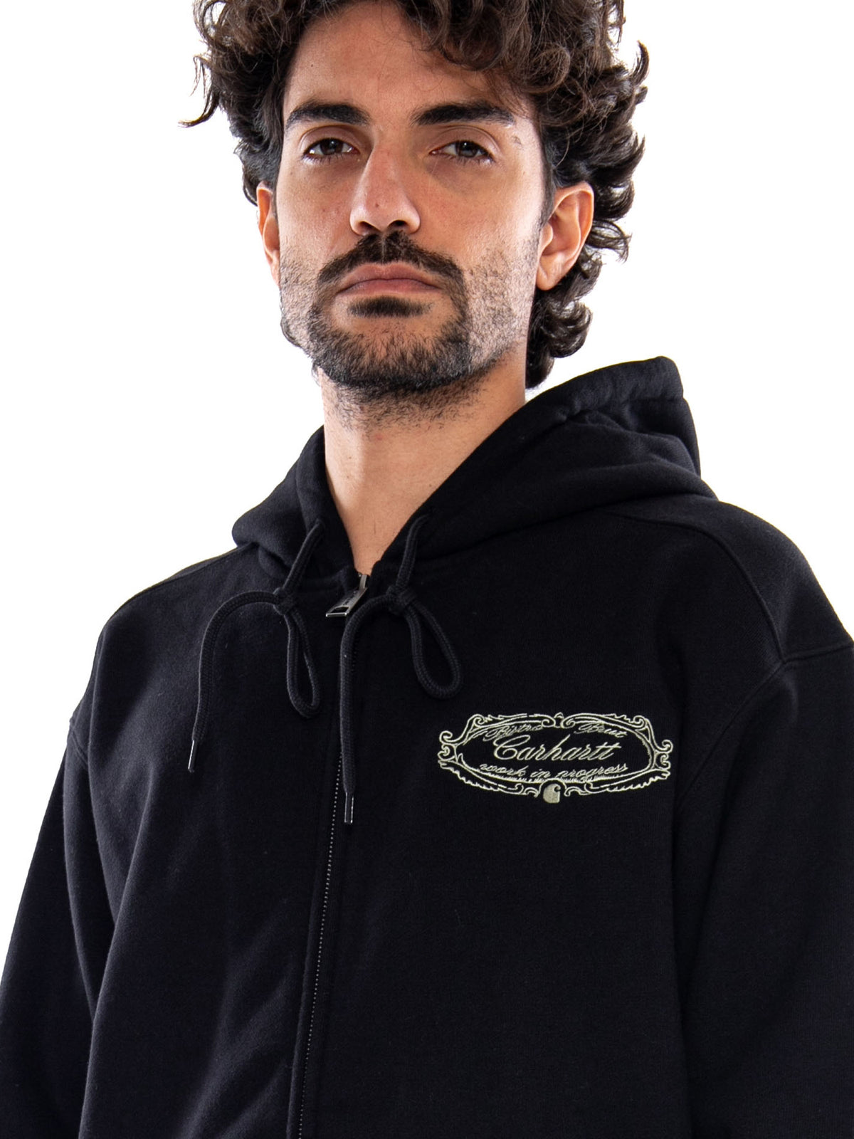 Hooded Chez WIP Jacket Black / Green - Giacca con Cappuccio Uomo Nera / Verde<BR/><BR/> I037280 1XDXX CARHARTT WIP 