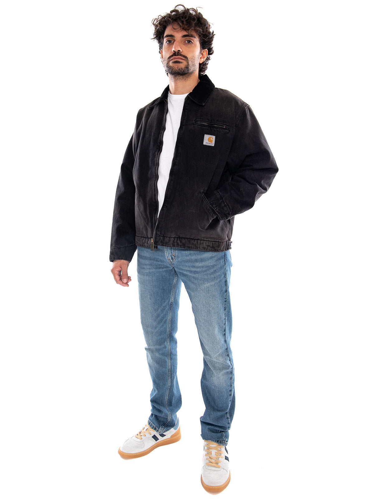 OG Detroit Jacket Black / Black Tobacco Used Wash - Giacca Uomo Nera I037535 00E0R CARHARTT WIP 
