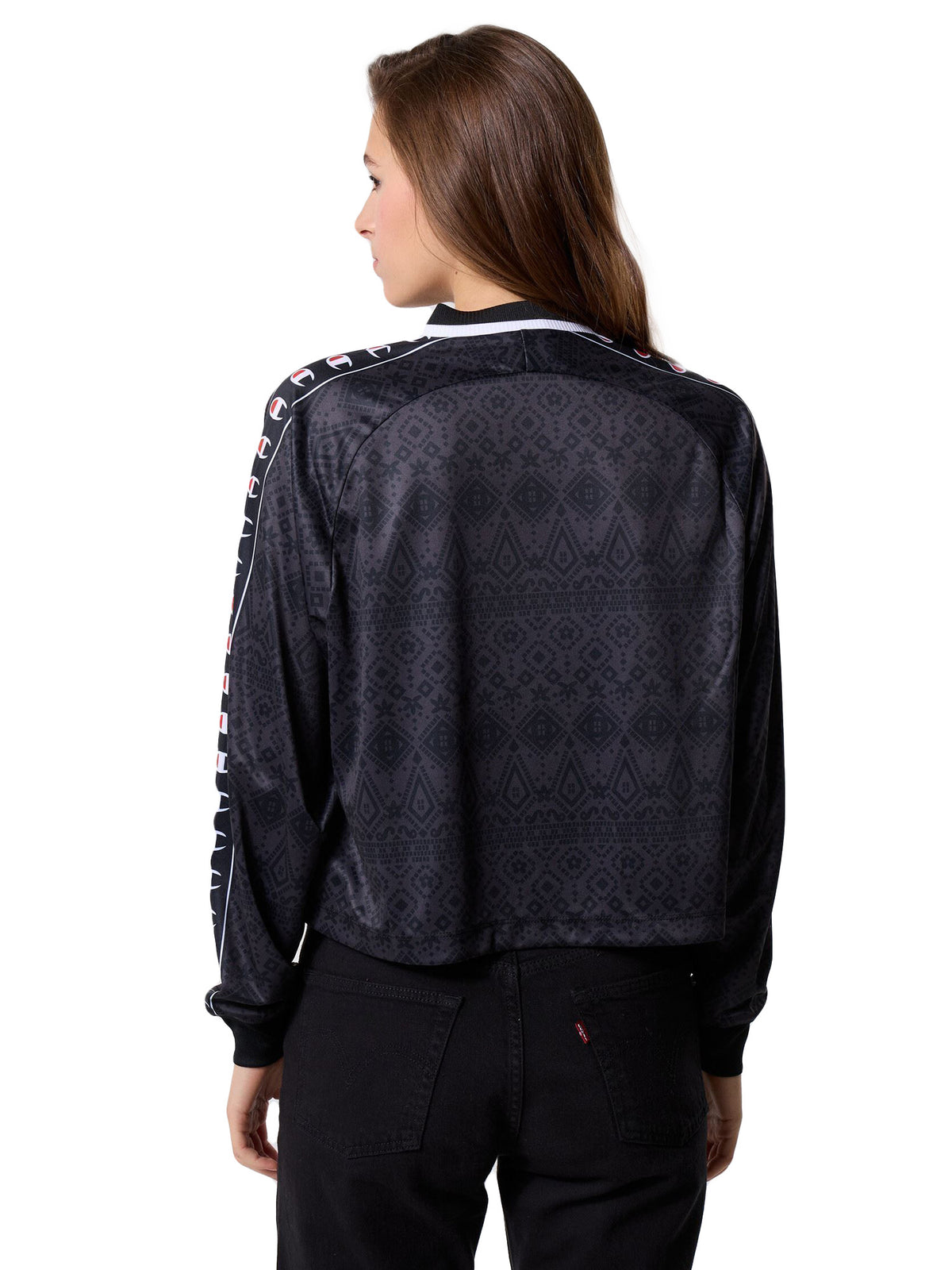 LONG SLEEVES V-NECK T-SHIRT BLACK - Maglietta Collo a V Maniche Lunghe Donna Nera 118444 KL001 CHAMPION 