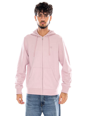 FULL ZIP HOODIE SWEATSHIRT PINK - Felpa con Cappuccio e Zip Uomo Rosa 220786 PS230 CHAMPION 