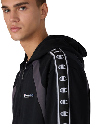 FULL ZIP HOODIE SWEATSHIRT BLACK - Felpa con Cappuccio e Zip Uomo Nera 221932 KK001 CHAMPION 