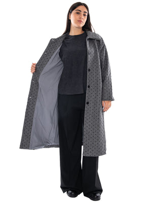 Compañía Fantástica Abrigo con Punto Negro Polka - Cappotto Donna Grigio a Pois 64C/11149 PLC COMPANIA FANTASTICA 