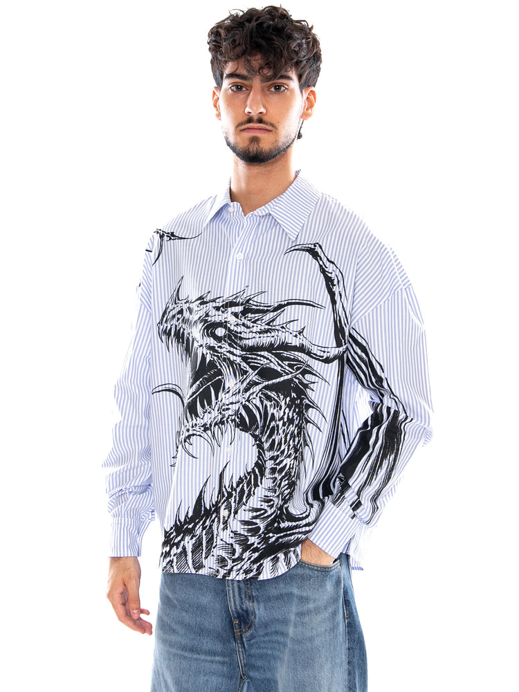SHARD DRAGON LONG SLEEVES SHIRT BLACK - Camicia Uomo Nera SH1313 CI DOLLY NOIRE 