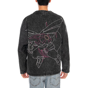 DIALGA AND PALKIA KIMONO ACID BLACK - Giacca Denim Jeans Uomo Nera SW1341 SY DOLLY NOIRE 