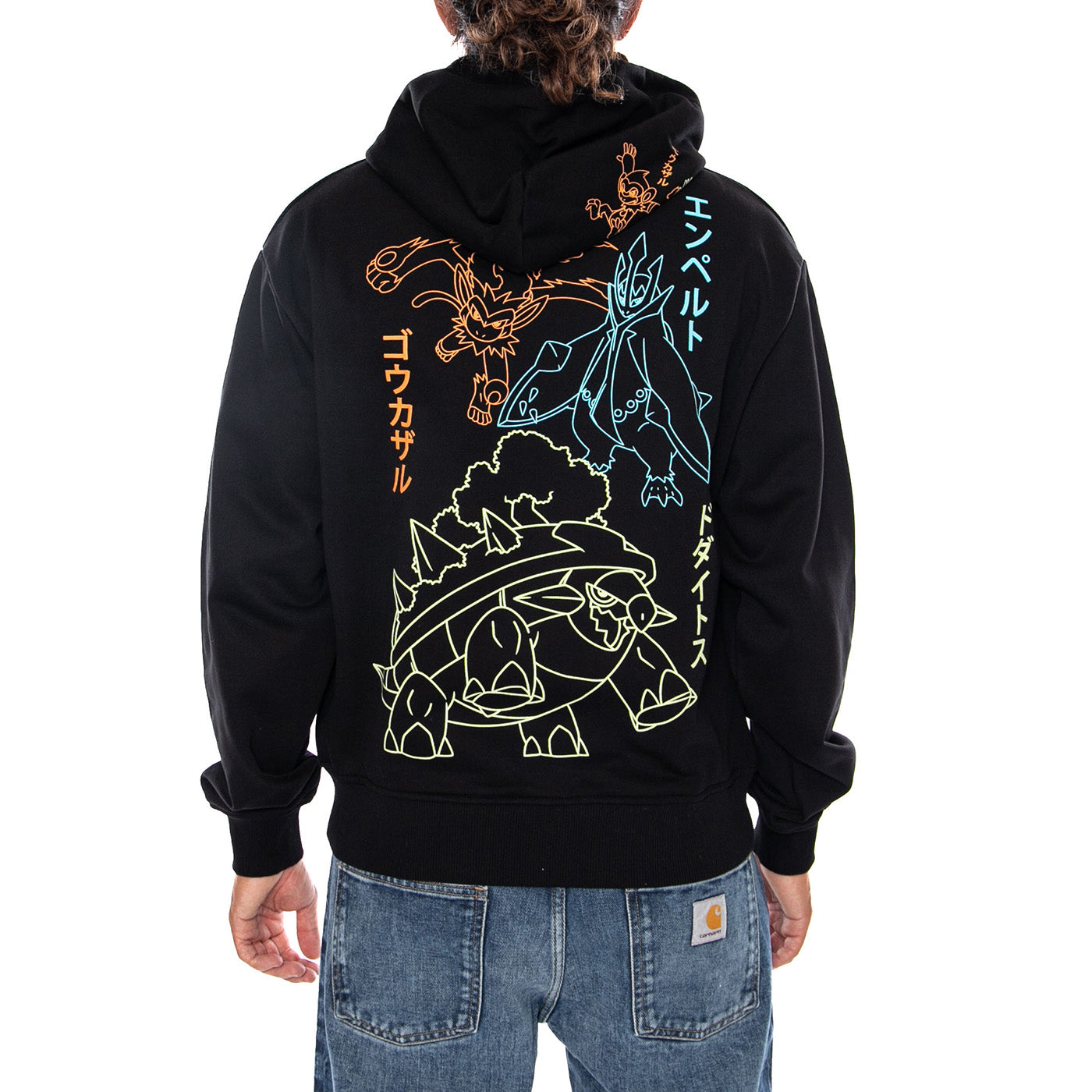 STARTERS EVOLUTION HOODIE POKÉMON - Felpa con Cappuccio Uomo Nera Collaborazione Pokémon SW1344 GQ DOLLY NOIRE 