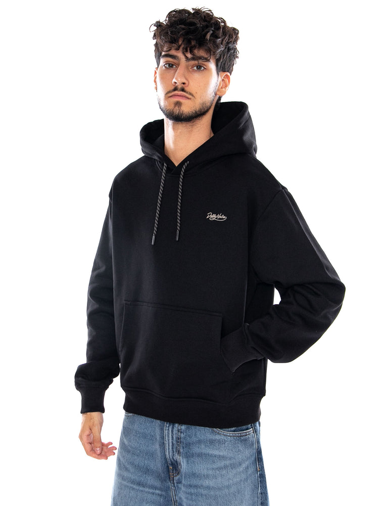SETTE DI DENARI - NAPOLETANE HOODIE BLACK - Felpa con Cappuccio Uomo Nera SW1362 GQ DOLLY NOIRE 