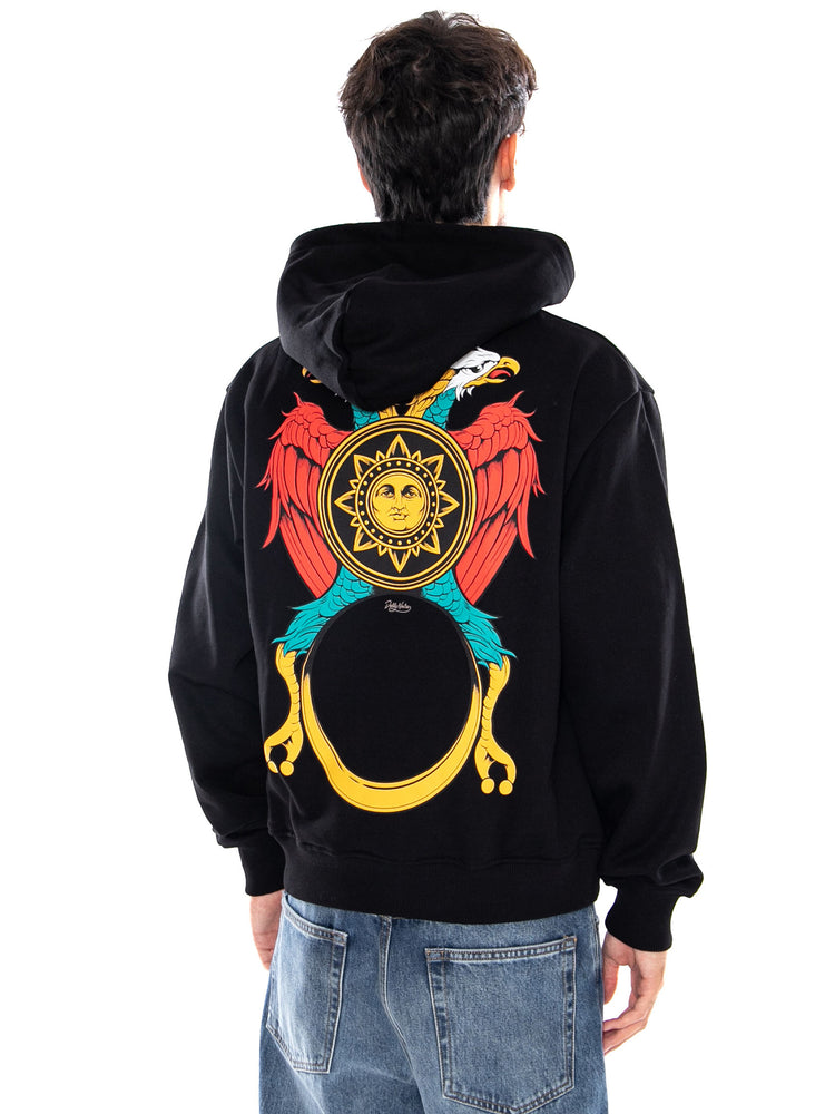 ASSO DI DENARI HOODIE BLACK - Felpa con Cappuccio Uomo Nera SW916 GQ DOLLY NOIRE 