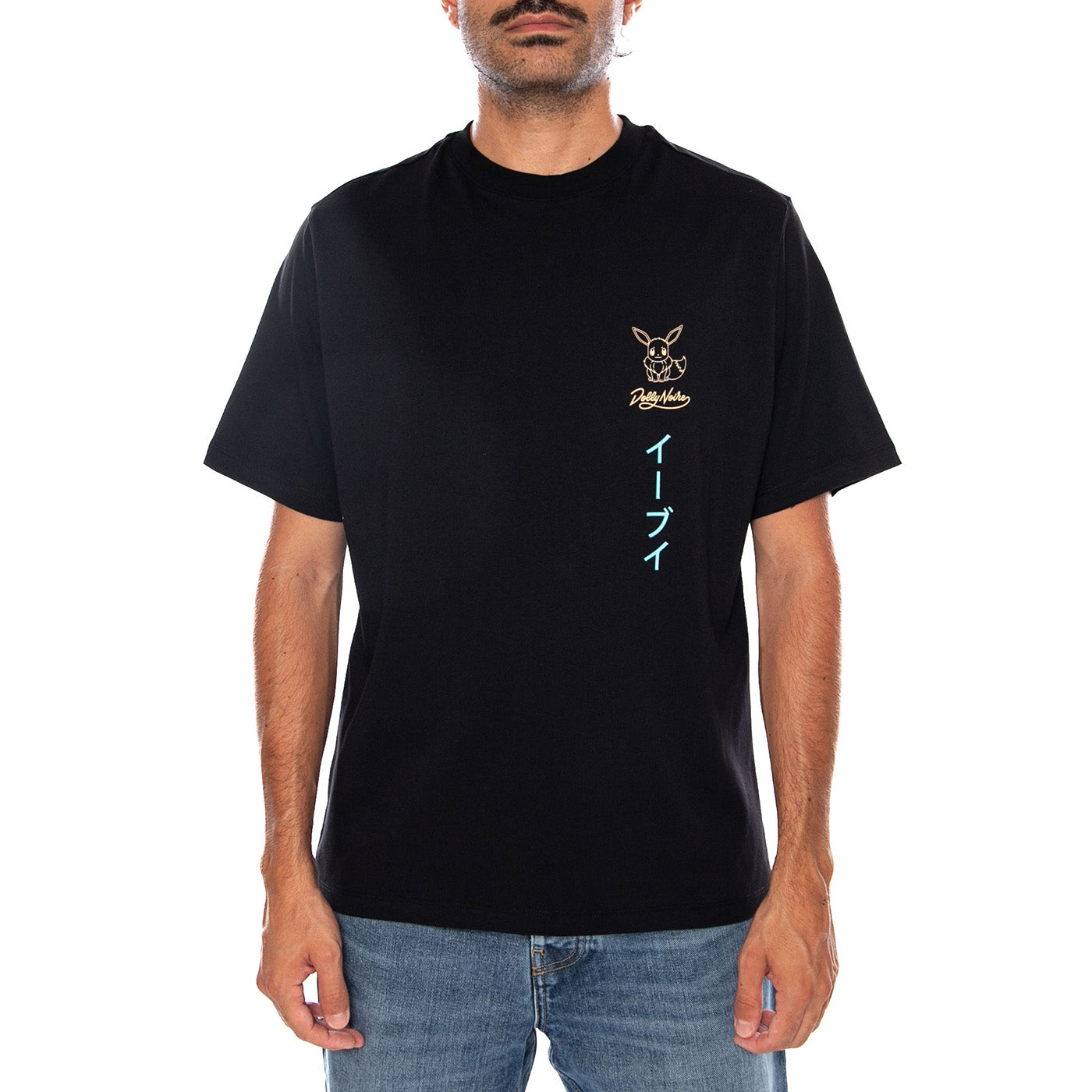 EEVEE EVOLUTION TEE POKÉMON BLACK - Maglietta Girocollo Uomo Nera Collaborazione Pokémon TS1345 T4 DOLLY NOIRE 