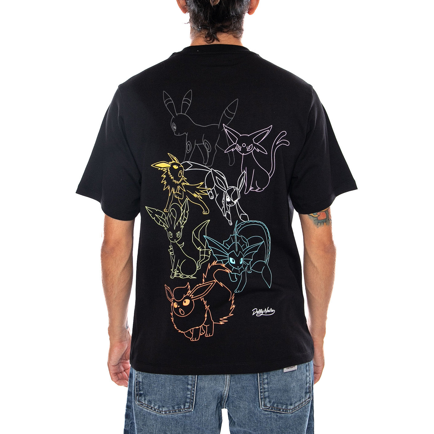 EEVEE EVOLUTION TEE POKÉMON BLACK - Maglietta Girocollo Uomo Nera Collaborazione Pokémon TS1345 T4 DOLLY NOIRE 