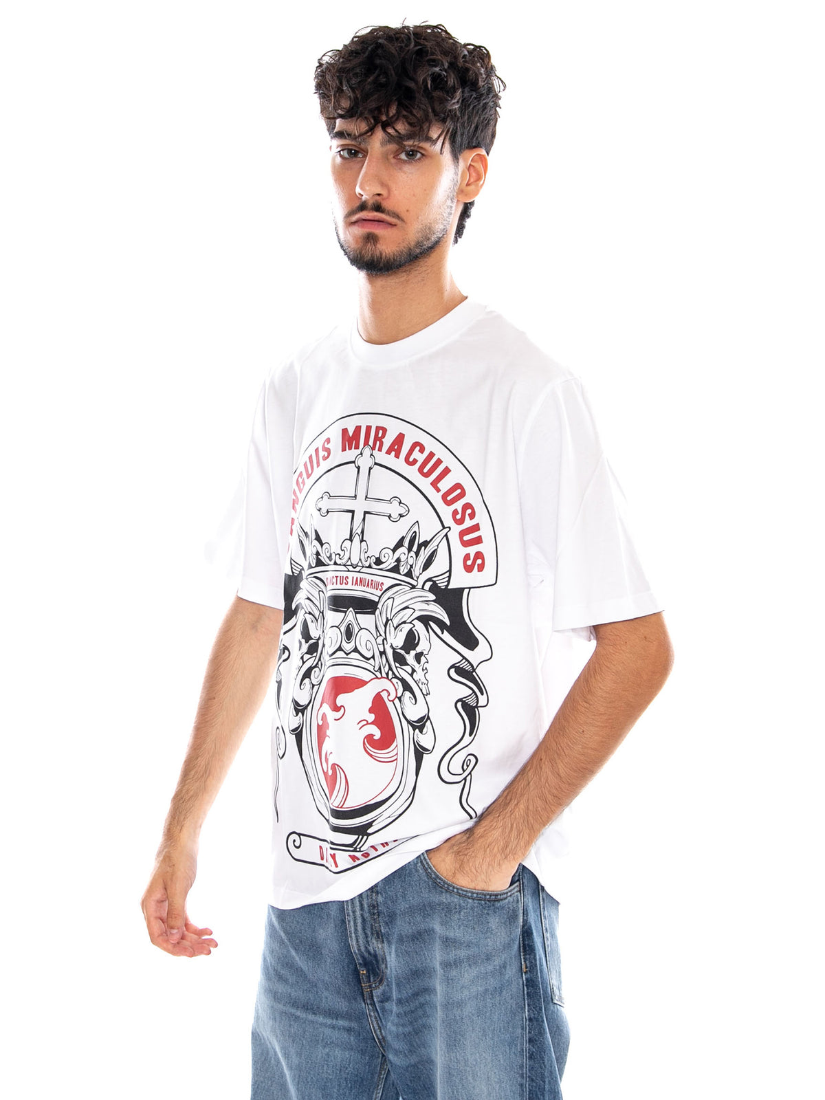 SAN GENNARO TEE WHITE - Maglietta Girocollo Uomo Bianca TS1652 02 DOLLY NOIRE 