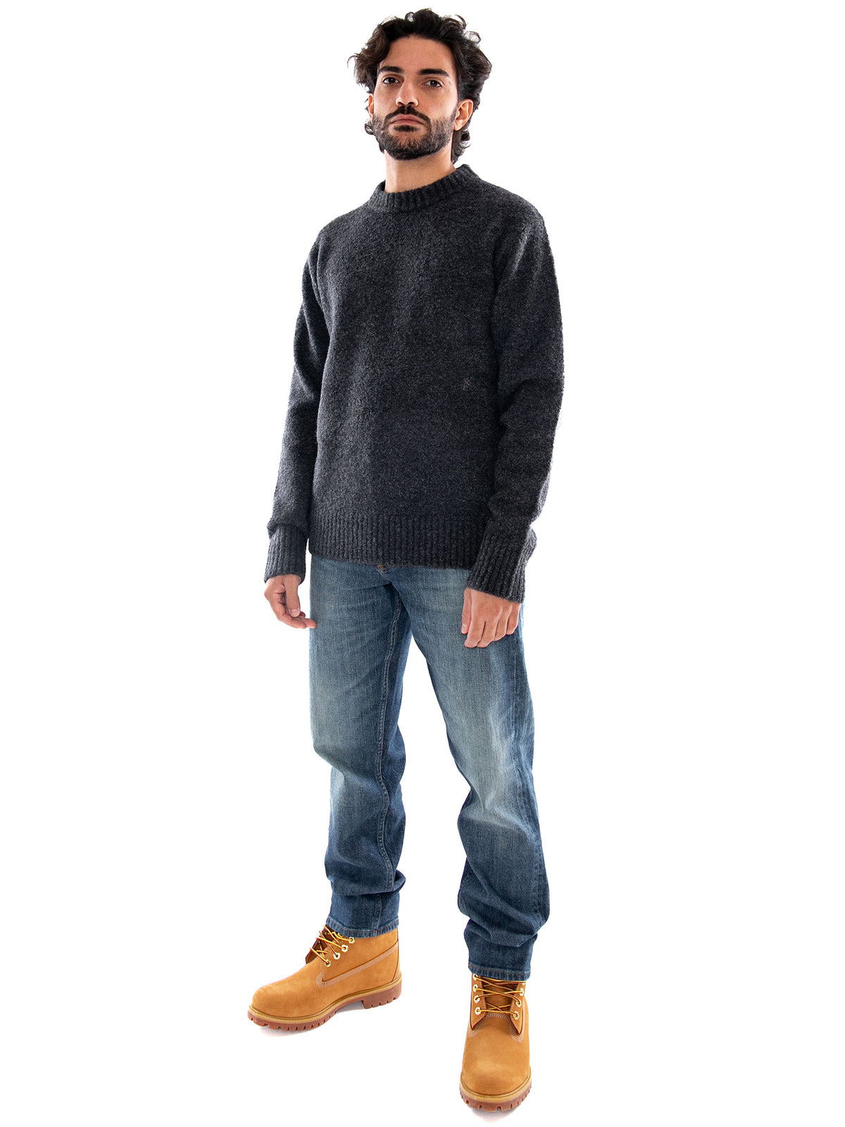 Elvine Assar_Ms Knit Grey Melange - Maglione Uomo Grigio Mélange 331707 212 ELVINE 