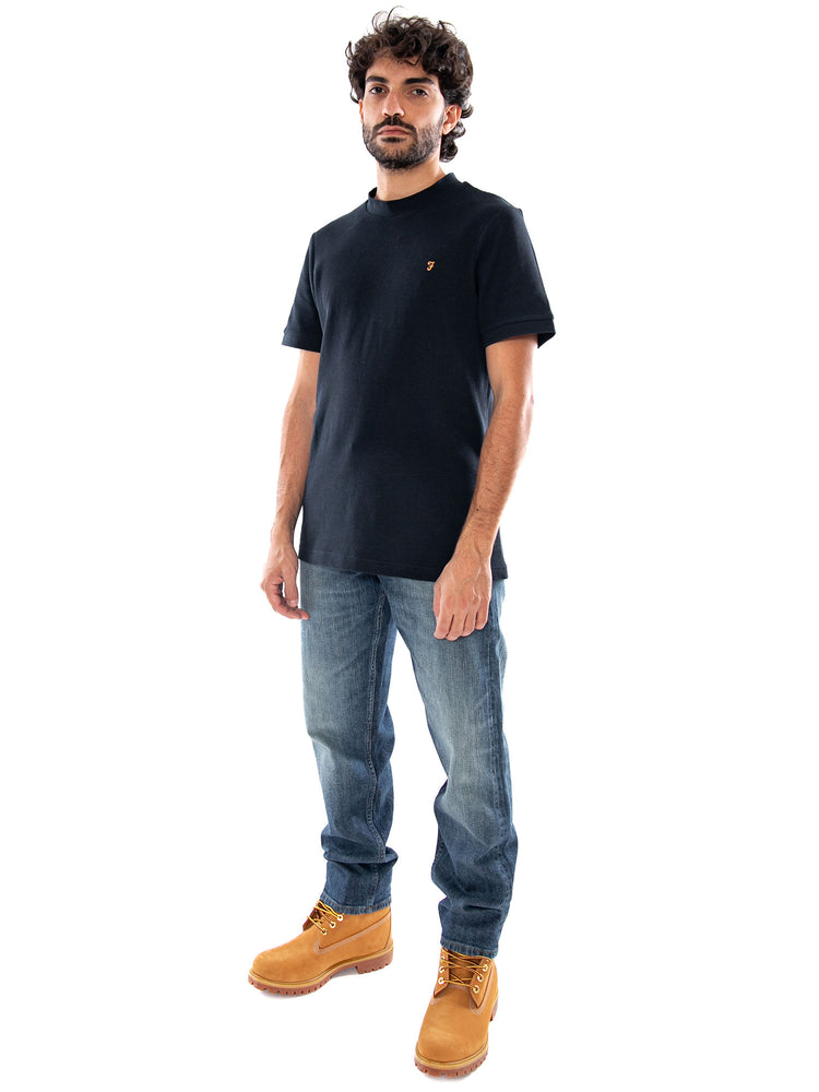 Farah Paine Waffle SS Tee Navy - Maglietta Uomo Girocollo Blu F4KFG006 NVY FARAH 