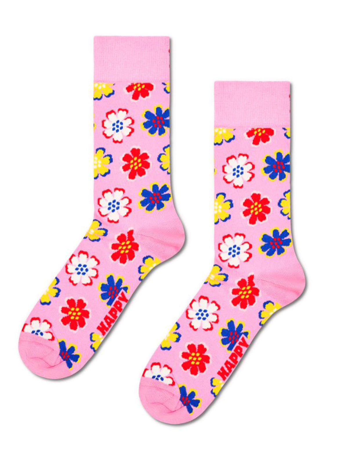Happy Socks Folk Flower Sock Pink - Calzini Rosa a Fiori P006814 PINK HAPPY SOCKS 