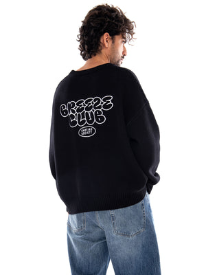 BREEZE CLUB BLACK SWEATER - Maglione Girocollo Uomo Nero AT001 1910 KAOTIKO 