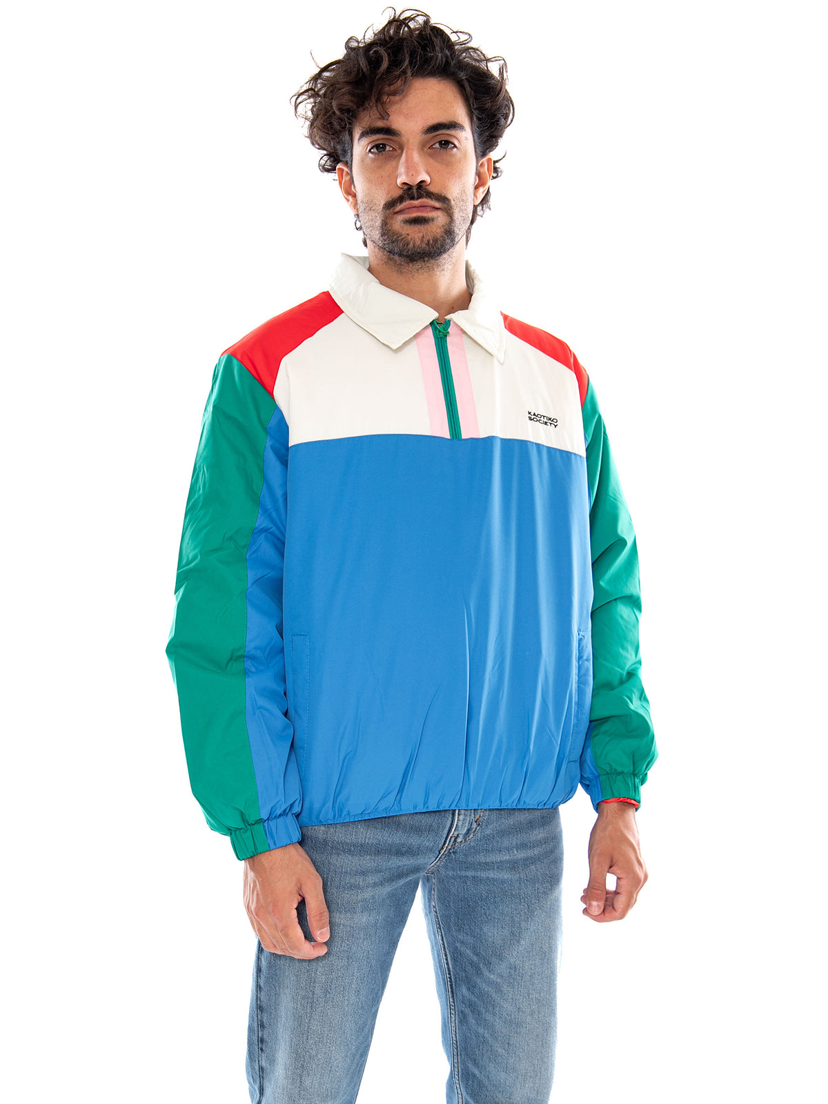 KANGAROO BREEZE RED/IVORY/ROYAL/GREEN - Polo con Zip Corta Uomo Multicolore AT004 W002 KAOTIKO 