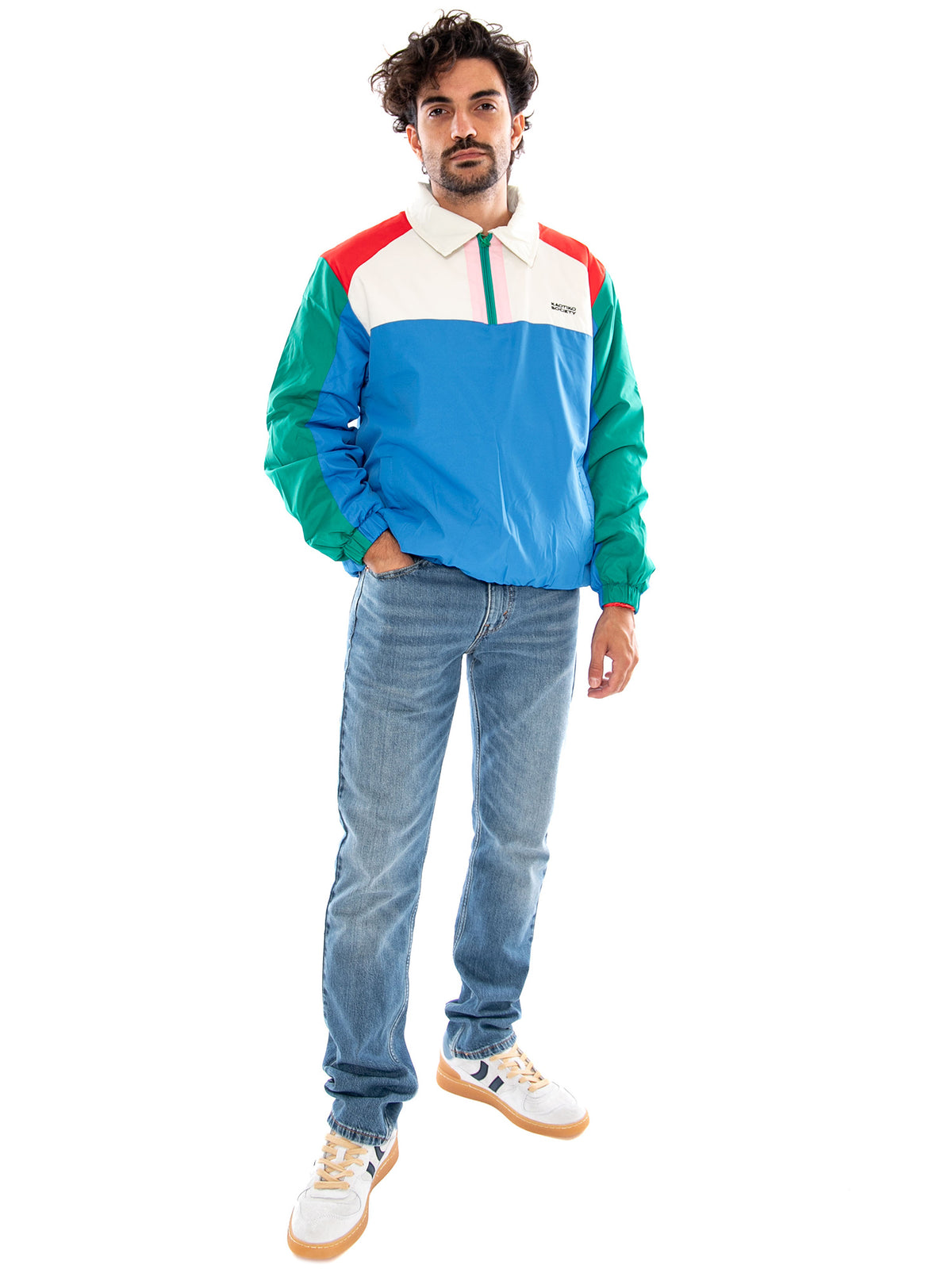 KANGAROO BREEZE RED/IVORY/ROYAL/GREEN - Polo con Zip Corta Uomo Multicolore AT004 W002 KAOTIKO 