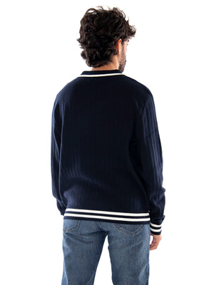Kaotiko Après Ski Fleece Jacket Navy - Maglione Uomo Stile Polo Blu Navy AT007 NV KAOTIKO 