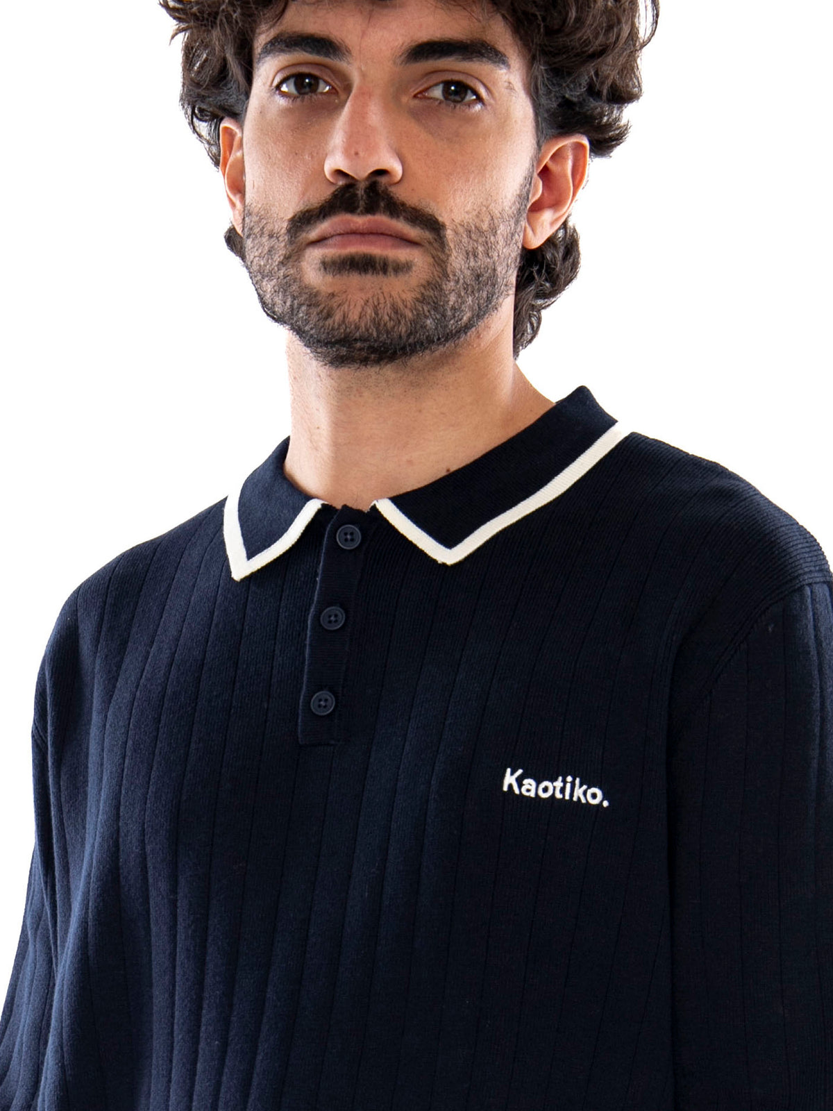 Kaotiko Après Ski Fleece Jacket Navy - Maglione Uomo Stile Polo Blu Navy AT007 NV KAOTIKO 