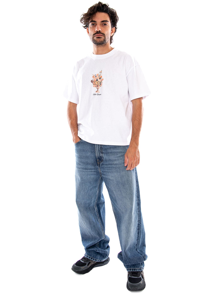 S/S Cropped Bouquet Organic Cotton White - T-Shirt Uomo Bianca AT029 G002 KAOTIKO 