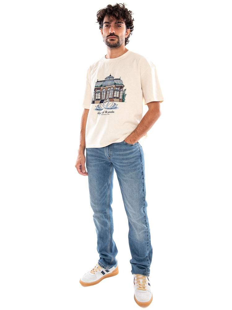 S/S Regular Garden Organic Cotton Ivory - Maglietta Girocollo Uomo Panna<BR/><BR/> AT035 G002 KAOTIKO 