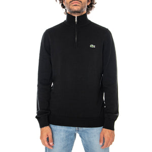 PULLOVER BLACK - Maglione Collo Alto con Zip Uomo Nero AH1980 031 LACOSTE 