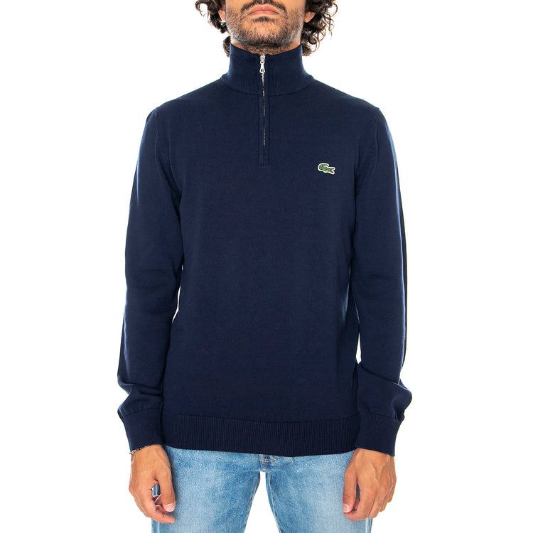 PULLOVER BLUE - Maglione Collo Alto con Zip Uomo Blu AH1980 166 LACOSTE 