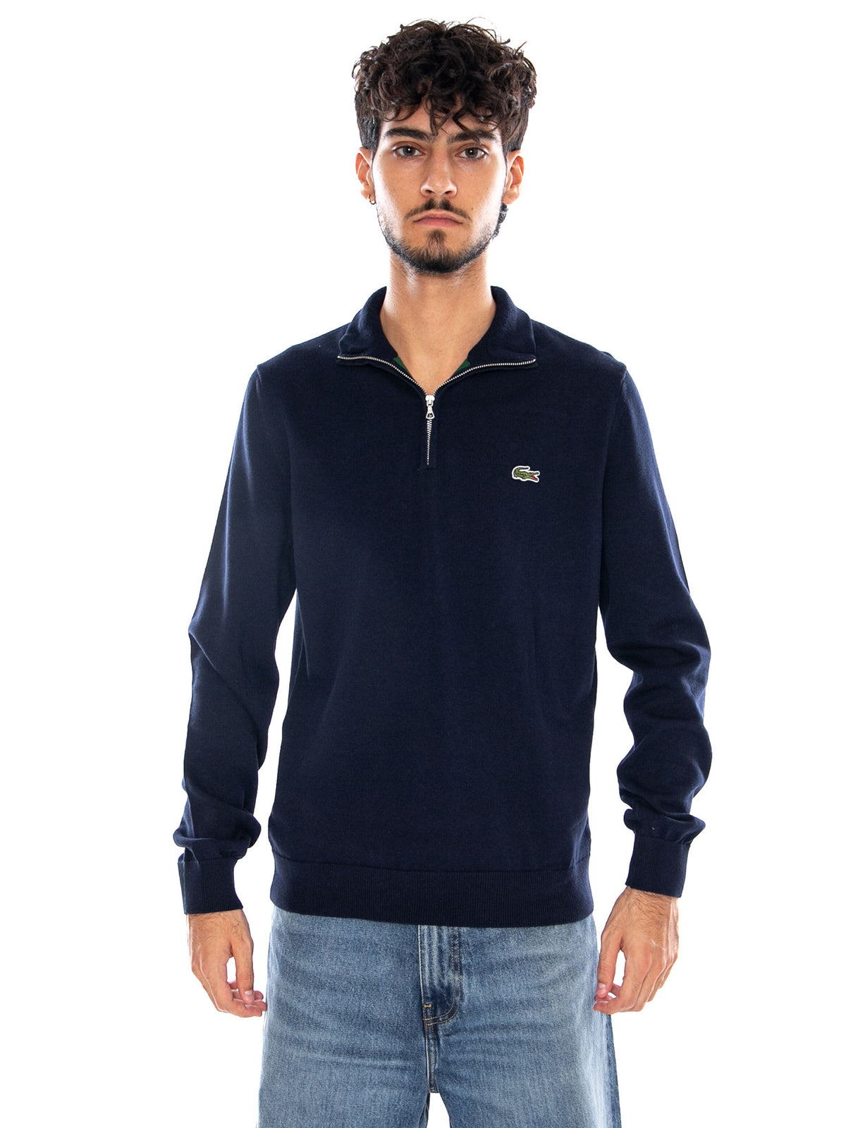 PULLOVER BLUE - Maglione Collo Alto con Zip Uomo Blu AH1980 166 LACOSTE 