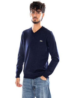 PULLOVER BLUE - Maglione Scollo a V Uomo Blu AH3221 166 LACOSTE 