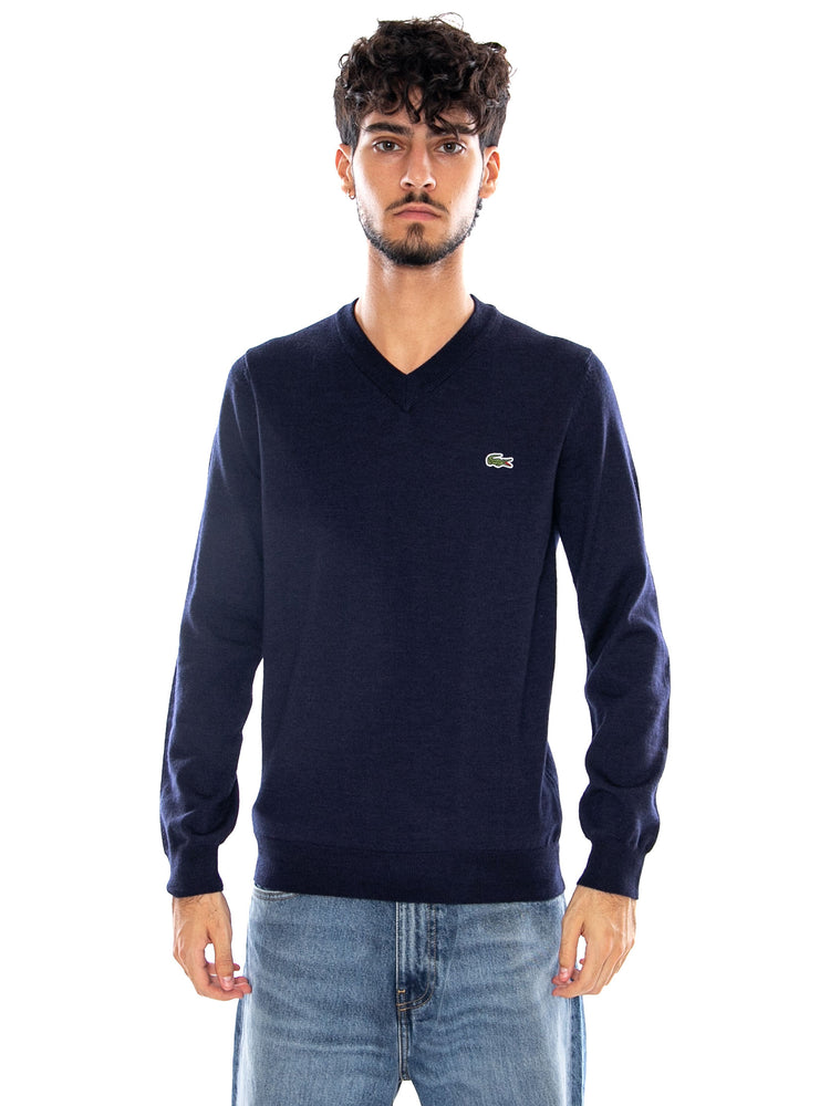 PULLOVER BLUE - Maglione Scollo a V Uomo Blu AH3221 166 LACOSTE 