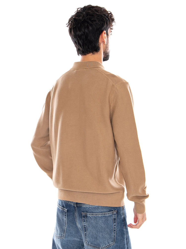 PULLOVER BROWN - Maglione con Collo a Polo Uomo Marrone<BR/> <BR/> AH9904 SIX LACOSTE 