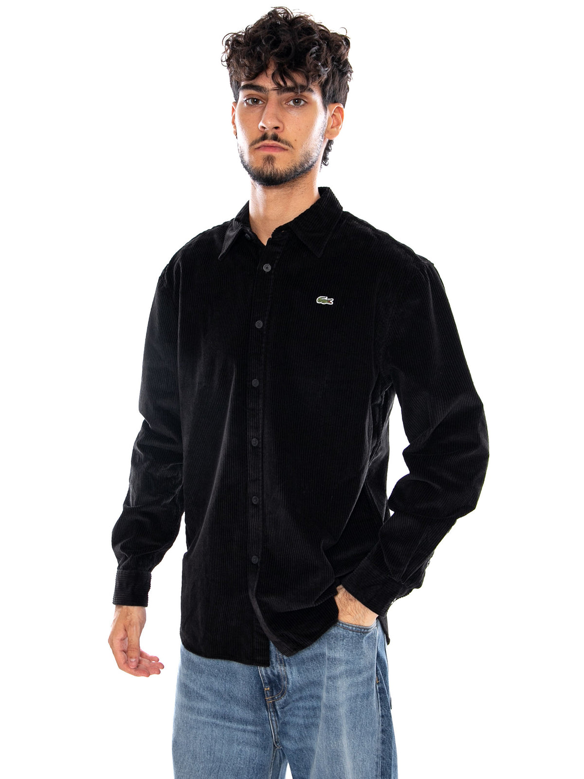 CAMICIA M/L BLACK - Camicia Lacoste Uomo Nera CH8821 031 LACOSTE 