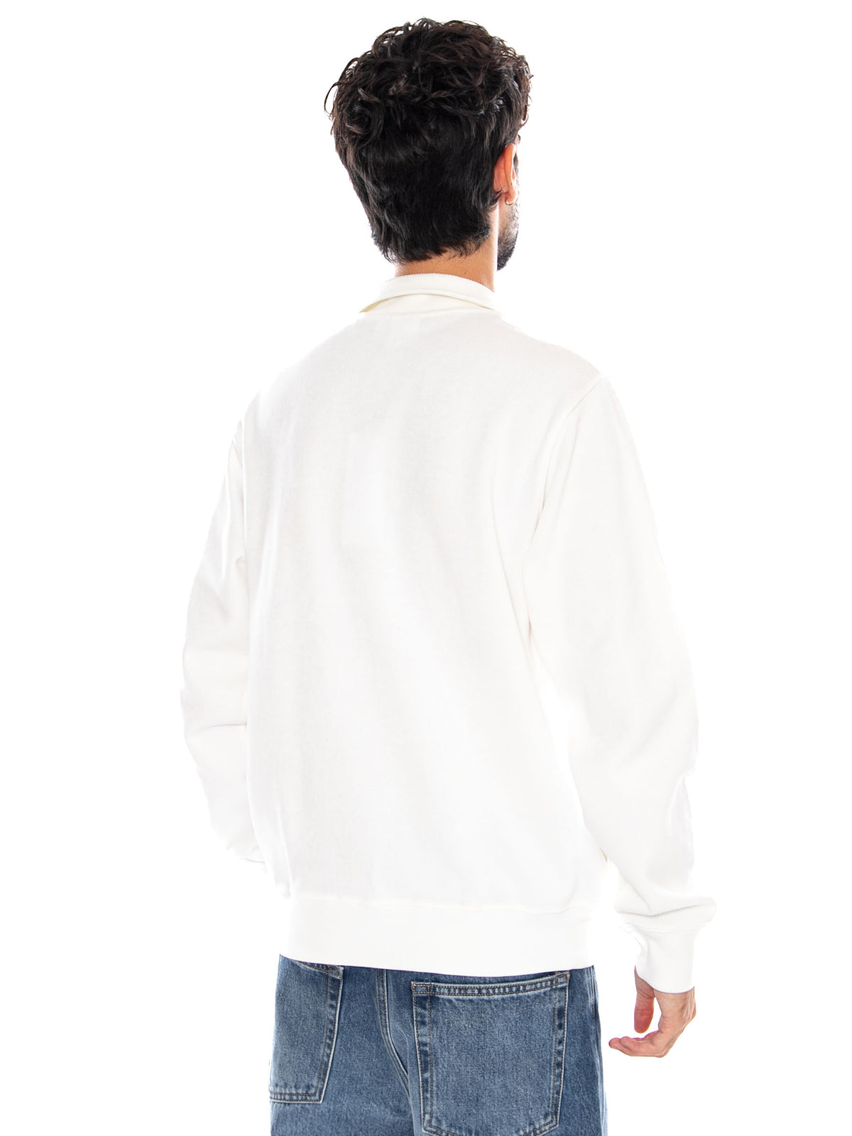 SWEATSHIRT WHITE - Felpa con Colletto e Zip Corta Uomo Bianca SH1927 70V LACOSTE 
