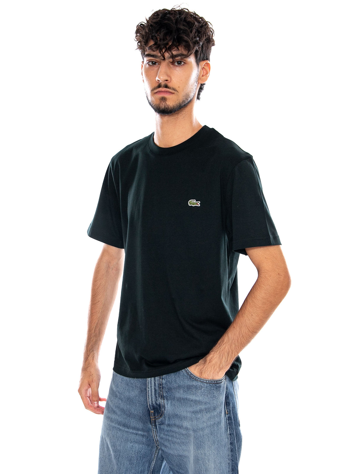 T-SHIRT GREEN - Maglietta Girocollo Uomo Verde TH7318 GJP LACOSTE 