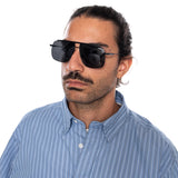 YC 39044 BLACK / BLACK - Schwarze Sonnenbrille ACCESSORI LET'S SEE