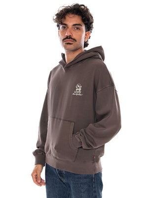 LEVI'S TWO HORSE BOXY HOODIE MUSIC CITY VINYL 2 BROWN - Felpa con Cappuccio Uomo Marrone 003R1 0024 LEVIS 
