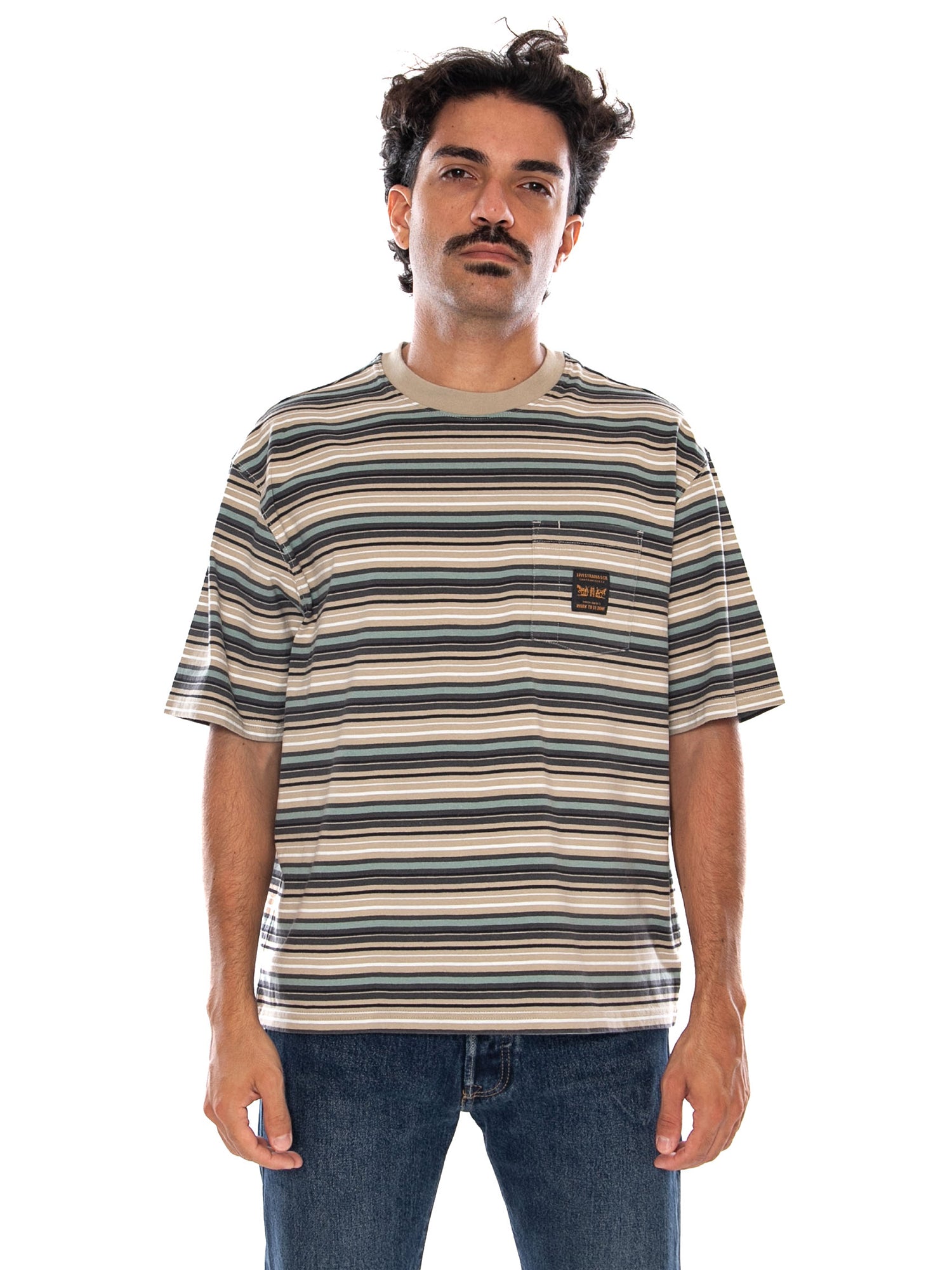 CARHARTT WIP SS WORKWEAR PKT TEE PORTER STRIPE MEDIUM - Maglietta Girocollo Uomo Multicolore 008AB 0005 LEVIS 