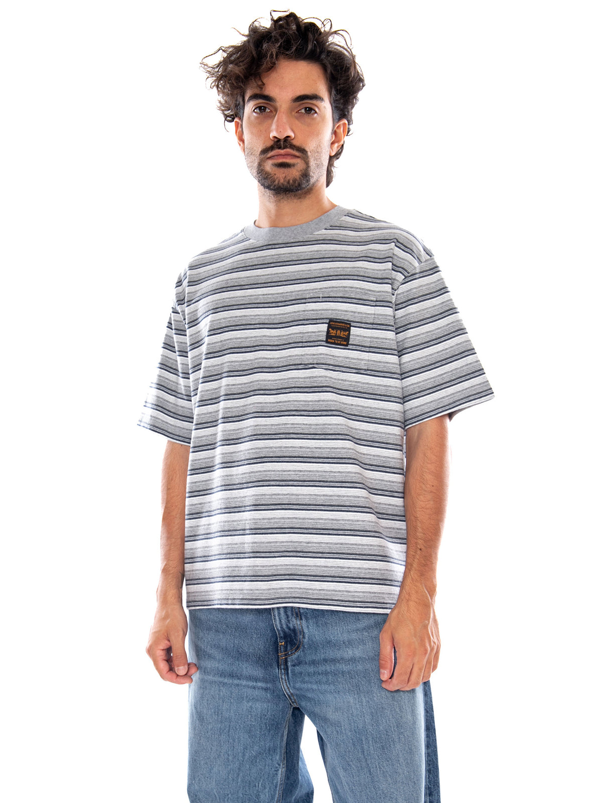 S/S Workwear Pocket Tee Porter Stripe Medium - Maglietta Girocollo Uomo Multicolore 008AB 0007 LEVIS 