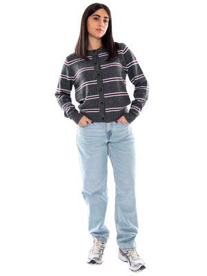 Levi's Claire Cardigan Devin Stripe Heather Grey - Cardigan Donna Grigio Mélange a Righe 008SF 0004 LEVIS 