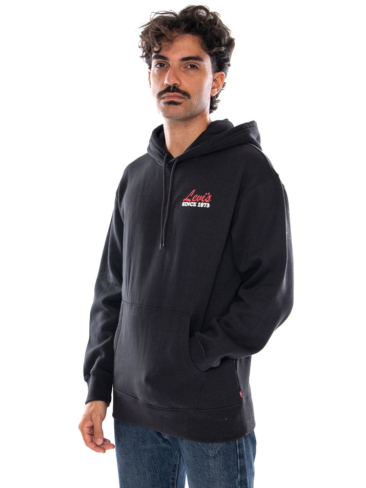 LEVI'S RELAXED GRAPHIC PO BIG APPLE RECORDS 1.1 BLACK - Felpa con Cappuccio Uomo Nera 38479 0474 LEVIS 