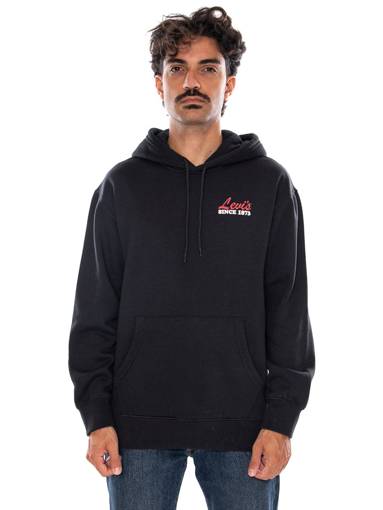 LEVI'S RELAXED GRAPHIC PO BIG APPLE RECORDS 1.1 BLACK - Felpa con Cappuccio Uomo Nera 38479 0474 LEVIS 