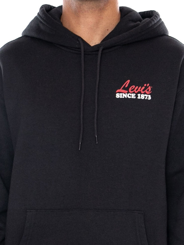LEVI'S RELAXED GRAPHIC PO BIG APPLE RECORDS 1.1 BLACK - Felpa con Cappuccio Uomo Nera 38479 0474 LEVIS 