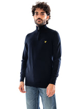 Lyle & Scott Cotton Merino Quarter Zip Jumper Dark Navy - Herren Pullover Marineblau Herren LYLE & SCOTT