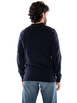 Lyle & Scott Lambswool Blend V Neck Cardigan Dark Navy Marl - Cardigan Uomo con Scollo a V Blu Navy Mélange<BR/><BR/> KN2546V Z56 LYLE & SCOTT 