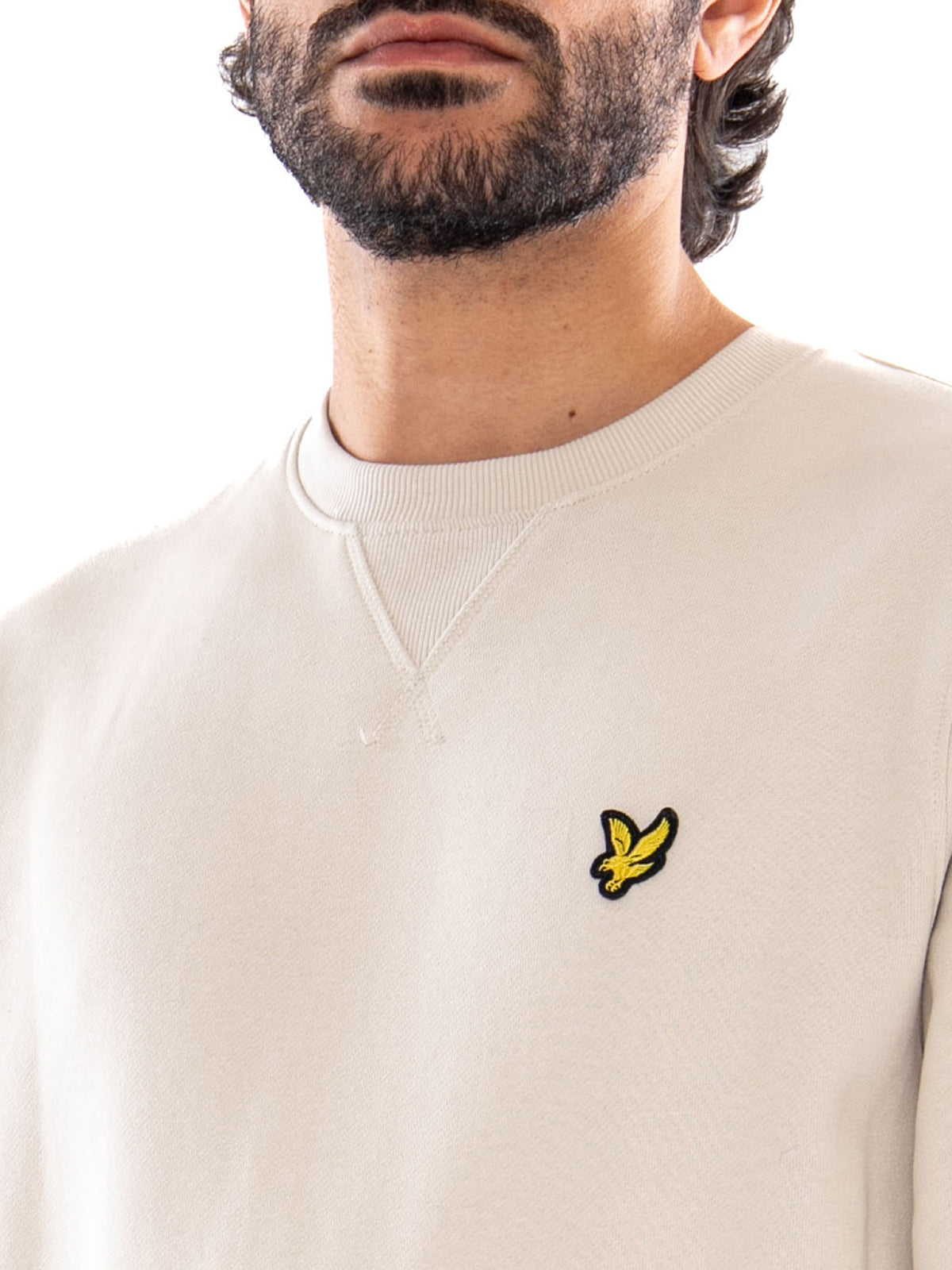 Lyle & Scott Crew Neck Brushback Sweatshirt Cove - Felpa Girocollo Uomo Beige Chiaro ML1131V W870 LYLE & SCOTT 