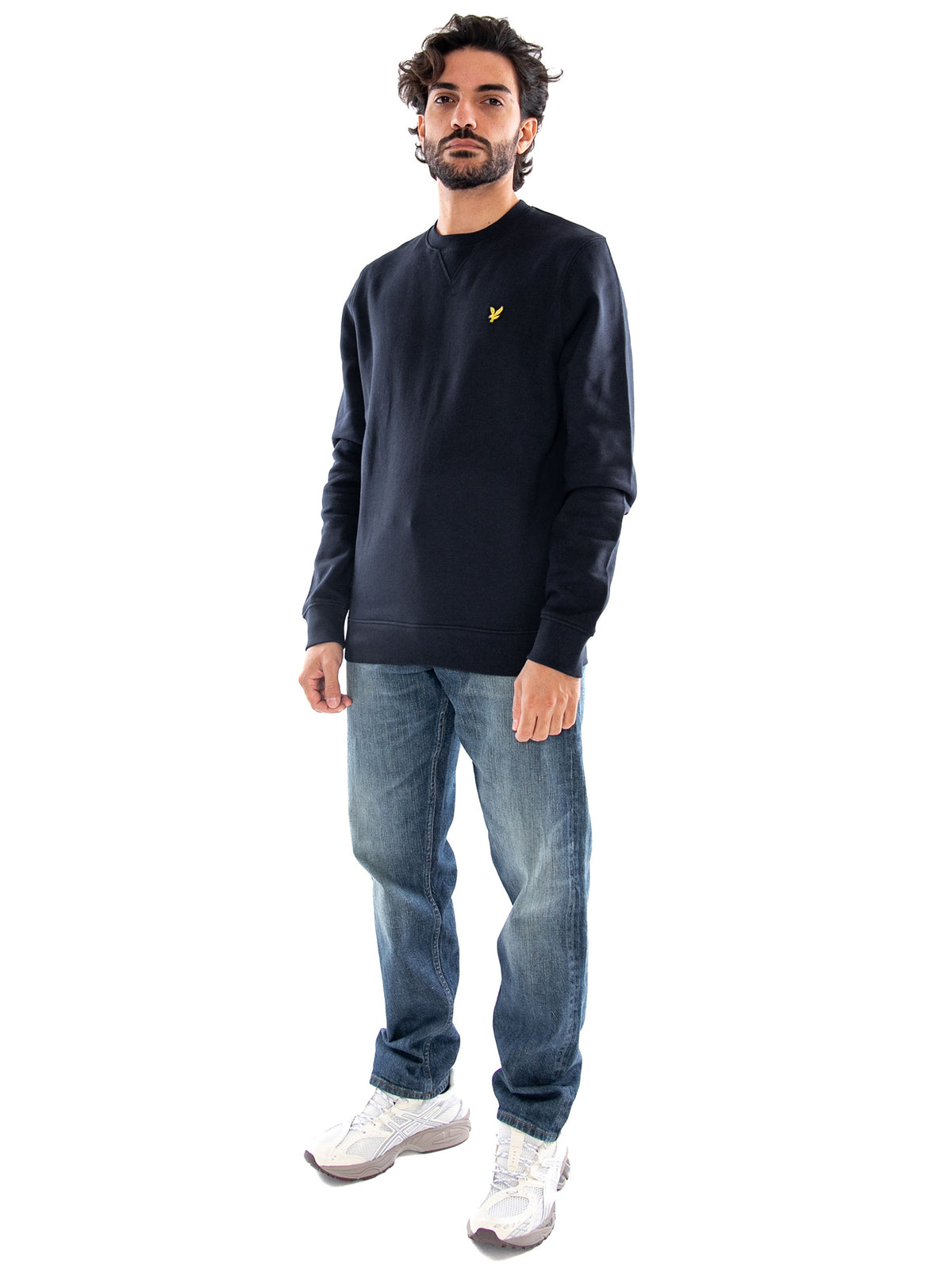 Lyle & Scott Crew Neck Brushback Sweatshirt Dark Navy - Felpa Girocollo Uomo Blu Navy<BR/><BR/> ML1131V Z271 LYLE & SCOTT 