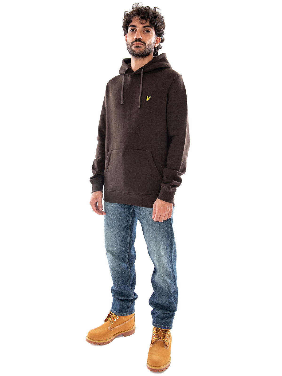 Lyle & Scott Brushback Pullover Hoodie Ebony - Felpa Uomo con Cappuccio Marrone ML1139V Y176 LYLE & SCOTT 