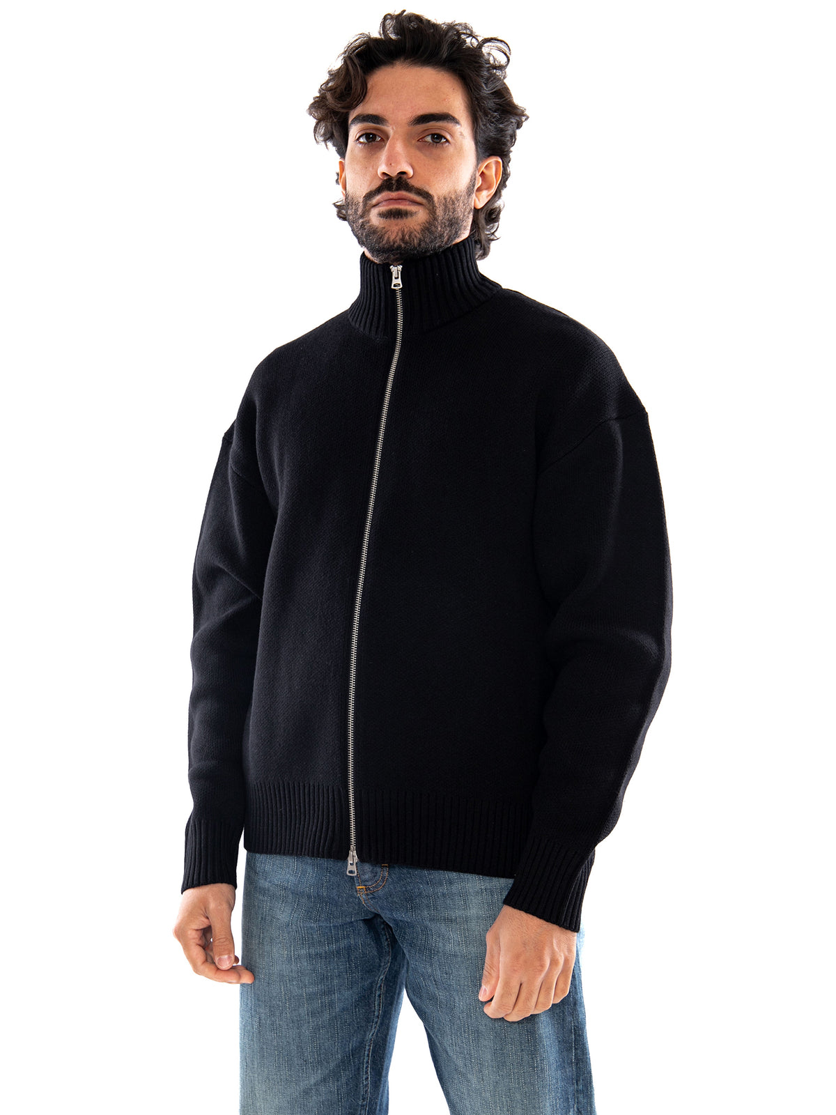 Only & Sons ONSBLAKE DS High Neck Cardigan Knit NOOS Black - Cardigan Uomo in Maglia a Collo Alto Nero 22035808 4857315 ONLY & SONS 